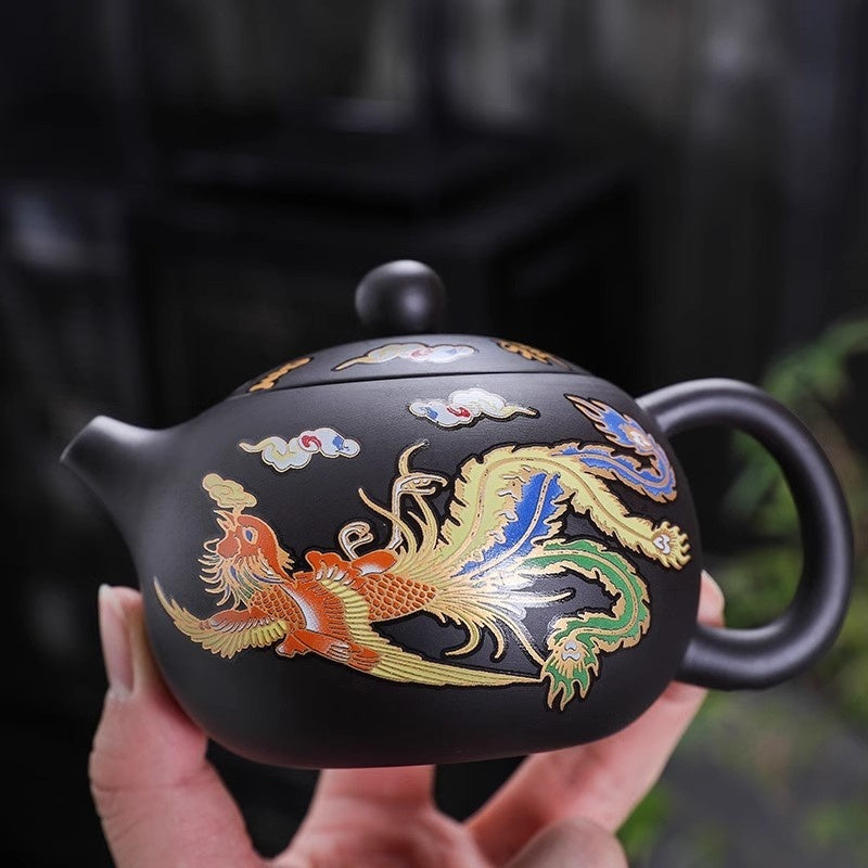 Handmade Color Changing Dragon & Phoenix Teapot